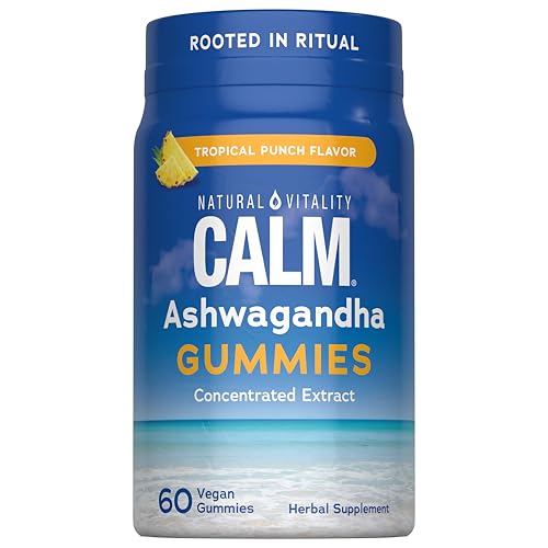 Gomitas Calm de Ashwagandha Natural Vitality | Sabor Tropical Punch | Extracto Concentrado | Suplemento Herbal Vegano y Sin Gluten | 60 Unidades - imagen 3