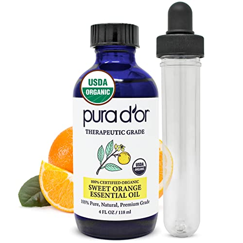 Aceite Esencial Orgánico de Naranja Dulce PURA D'OR (4oz con Cuentagotas de Vidrio) 100% Puro y Natural para Cabello, Cuerpo, Piel, Aromaterapia y Más - imagen 4