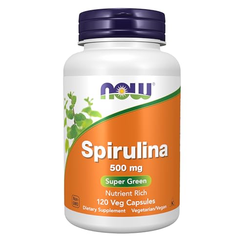 Suplementos NOW Foods, Spirulina Natural 500 mg con Beta-Caroteno (Vitamina A) y Vitamina B-12, 120 Cápsulas Veganas - imagen 4