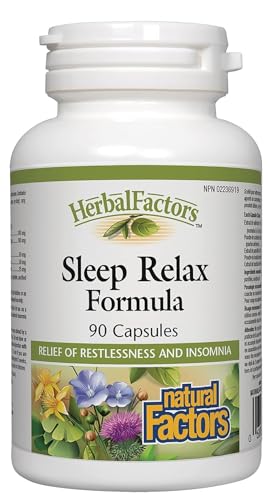 Fórmula Sleep Relax de Herbal Factors, Suplemento Natural para Dormir con Raíz de Valeriana, Flor de Pasión y Skullcap, No GMO, 90 cápsulas (90 - imagen 2