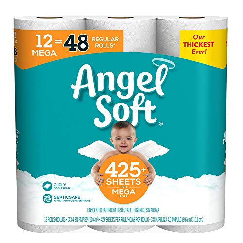 Papel Higiénico Angel Soft, 12 Rollos Mega, 12 Rollos en Total - imagen 1