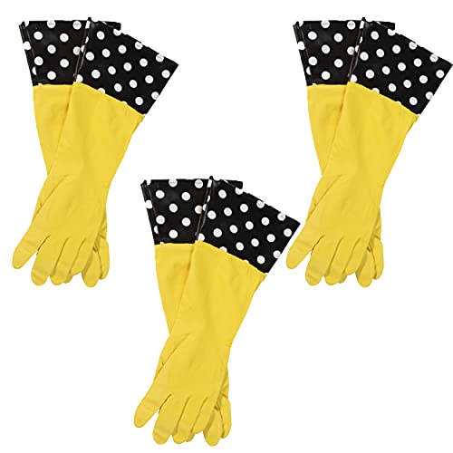 Guantes Reutilizables de Latex Evriholder Glam-Gloves para Lavado de Trastes, Amarillos, 3 Pares, Diseños Pueden Variar - imagen 1