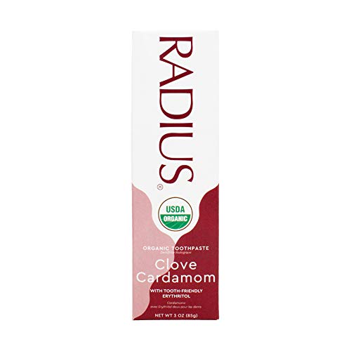 Pasta de Dientes Orgánica Radius USDA, No Tóxica, Mejora la Salud de las Encías, Sabor Clavo y Cardamomo, 3 Onzas (Paquete de 1) - imagen 1