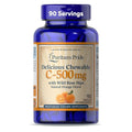 Vitamin C Masticable 500mg con Rosa Mosqueta y Sabor Naranja de Puritan's Pride, 90 Tabletas - imagen 1