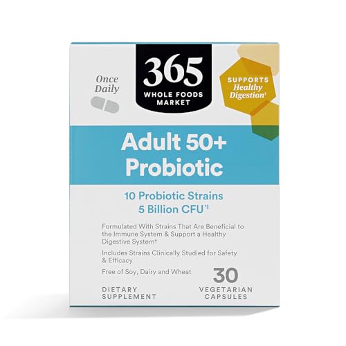 365 by Whole Foods Market, Probiótico para Adultos 50+, 5 Mil Millones de CFU, 30 Cápsulas - imagen 3