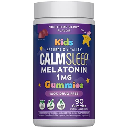 Gomitas Kids Calm Sleep de Natural Vitality con Melatonina 1mg | Sabor Cereza Nocturno | 100% Libre de Medicamentos | No GMO, Vegano y Sin Gluten | - imagen 3