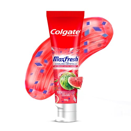 Pasta de Dientes Colgate MaxFresh Watermelon Blast Gel con Cristales Refrescantes, Sabor Sandía, Tecnología Ultrafreeze, Vegana y Sin Gluten - imagen 2