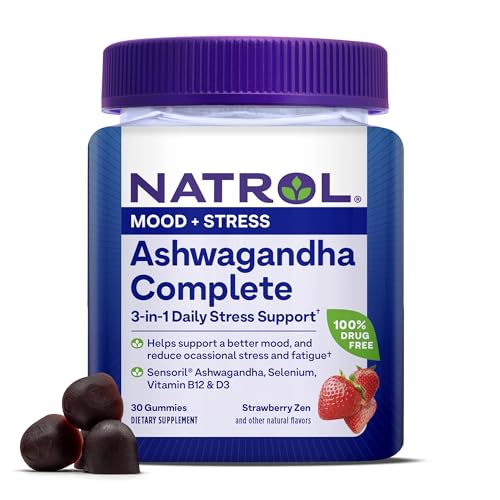 Gomitas Natrol Ashwagandha Complete, 3 en 1 para el Estrés Diario, Mejora el Estado de Ánimo, Reduce Estrés y Fatiga, 30 Gomitas, Hasta 15 Días de - imagen 6