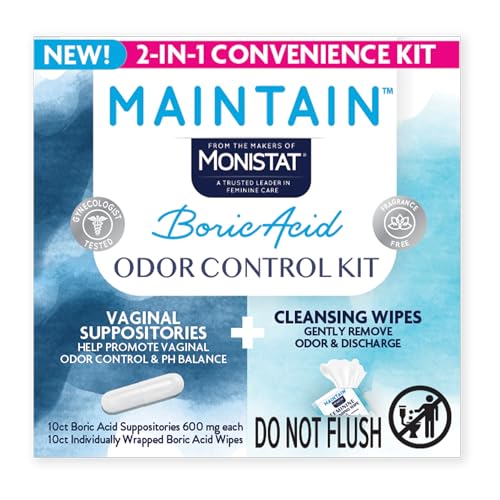 Kit de Control de Olores Monistat Maintain con 10 Toallitas y 10 Supositorios de Ácido Bórico, Sin Fragancia y Fórmulas Balanceadas para la Salud - imagen 5