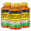 MASON NATURAL Fórmula del Corazón B6/B12/Ácido Fólico, Suplemento Dietético para la Salud Cardiovascular, 90 Tabletas (Paquete de 3) - imagen 1