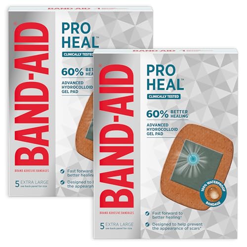 Curitas Band-Aid Pro Heal, Vendaje Adhesivo Extra Grande + Almohadillas de Hidrocoloide, Paquete Doble, 2 x 5 piezas, Estériles y a Prueba de Agua - imagen 1