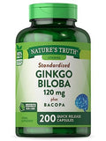 Ginkgo Biloba 120mg de Nature's Truth con Bacopa | 200 Cápsulas de Liberación Rápida | Extracto Estandarizado | Suplemento No Transgénico y Sin Gluten - imagen 1