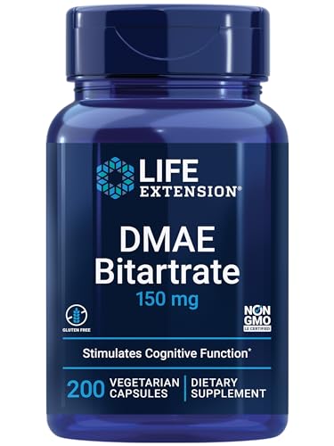 Life Extension DMAE Bitartrato, Apoya la Producción de Neurotransmisores, Suministro para 6 Meses, Sin Gluten, No OGM, Vegetariano, 200 Cápsulas - imagen 6