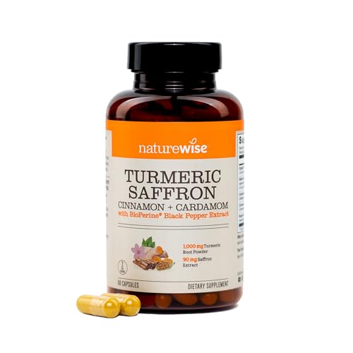 Suplemento de Cúrcuma y Azafrán NatureWise con Canela y Cardamomo + Bioperine para Ultra Absorción - Antioxidante y Apoyo al Ánimo - No GMO, Vegano, - imagen 1