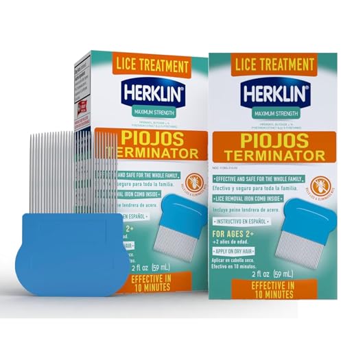 Champú Tratamiento para Piojos Herklin, Máxima Potencia, Fácil de Aplicar, Paquete de 2 Botellas de 2 Fl Oz Cada Una - imagen 2