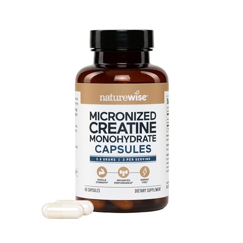 NatureWise Creatina Monohidratada Micronizada en Cápsulas, 2500mg por Porción - Apoya Masa Muscular Magra y Resistencia - 60 Cápsulas (Suministro - imagen 4