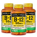 Mason Natural Vitamina B12 50 mcg con Calcio, 300 Días, Suplemento Dietético para Energía Natural, 100 Tabletas (Paquete de 3) - imagen 1