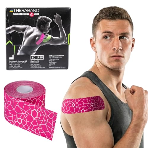 Cinta Kinesiológica THERABAND, Cinta de Fisioterapia Impermeable para Soporte Muscular y Articular, Rollo Estándar de 2 Pulgadas x 16.4 Pies, - imagen 3