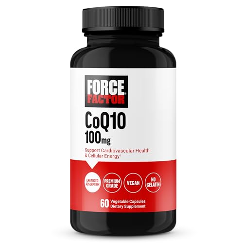 Suplemento de Coenzima Q10 Force Factor 100mg para la Salud del Corazón, Absorción Mejorada, Vegano, Sin Lácteos, Sin Gluten, No Transgénico, 60 - imagen 1
