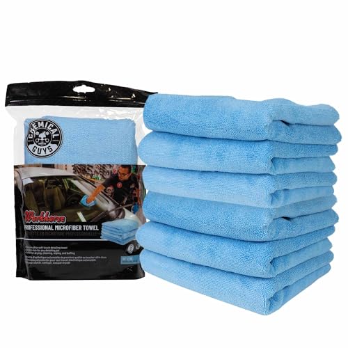 Toallas de Microfibra Profesional Chemical Guys Workhorse, Azul - Paquete de 6 Toallas Ultra Suaves para Detallado, Cera, Glaseado, Interior, - imagen 1