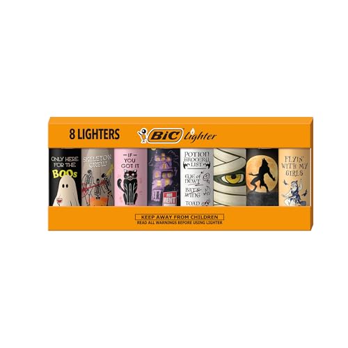 Encendedor BIC Maxi Pocket, Edición Especial Serie Espeluznante, Diseños Inspirados en Halloween, Set de 8 Encendedores - imagen 1