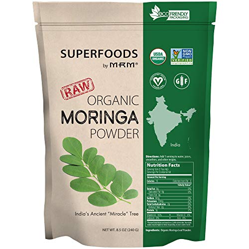 MRM Polvo de Moringa Orgánico - Polvo de Hoja de Moringa USDA Orgánico, Superalimento Rico en Fibra y Antioxidantes para Batidos, Té y Nutrición - imagen 3