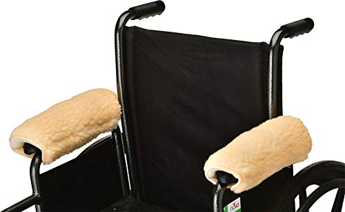 Fundas de piel de oveja Nova para reposabrazos de sillas de ruedas, sillas de transporte y sillas de brazo, ajuste universal, lavables, un par - imagen 3