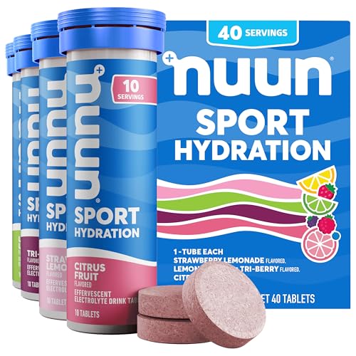 Tabletas de Electrolitos Nuun Sport con Magnesio, Calcio, Potasio, Cloruro y Sodio, Sin Gluten y Veganas, Sabor Mezclado, Paquete de 4 (40 Porciones) - imagen 4