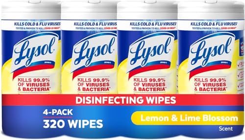 Toallitas Desinfectantes Lysol, Toallitas Antibacteriales Multiusos, Para Desinfectar y Limpiar, Aroma a Limón y Flor de Lima, Paquete de 4 - imagen 2
