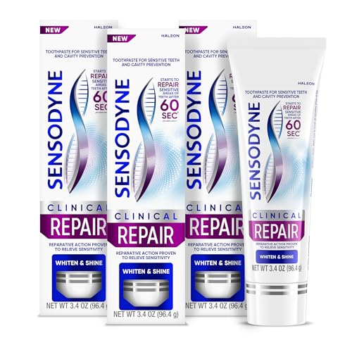 Pasta de Dientes Sensodyne Clinical Repair Whiten & Shine para Alivio de Sensibilidad, 3.4 oz (Paquete de 3) - imagen 1