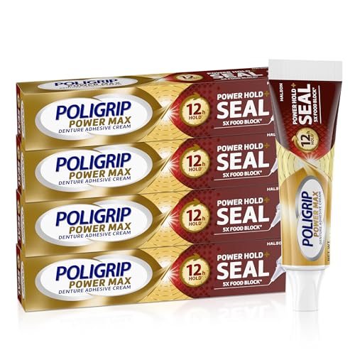 Crema Adhesiva para Dentaduras Poligrip Power Max Power Hold plus Seal, Sello Seguro y Sabor Neutro - 2.2 oz (Paquete de 4) - imagen 2