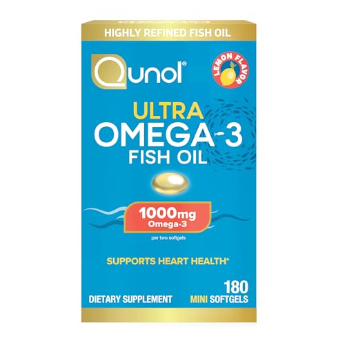 Qunol Omega 3 Aceite de Pescado Mini Softgels, 1000mg EPA + DHA, Suplementos Ultra Puros, Sabor a Limón, Fácil de Tragar, 180 Cápsulas, 3 Meses de - imagen 3