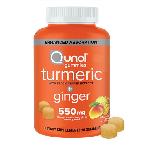 Gomitas Qunol de Cúrcuma y Jengibre con Pimienta Negra, Suplemento de Cúrcuma Curcumina, 90 gomitas para el apoyo de la salud articular - imagen 2