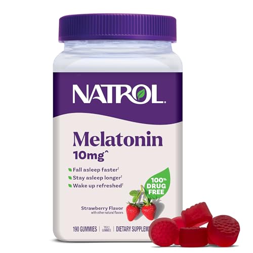Gomitas de Melatonina Natrol, Apoyo para el Sueño, 190 gomitas de fresa para adultos, 10 mg de ayuda para dormir - imagen 5