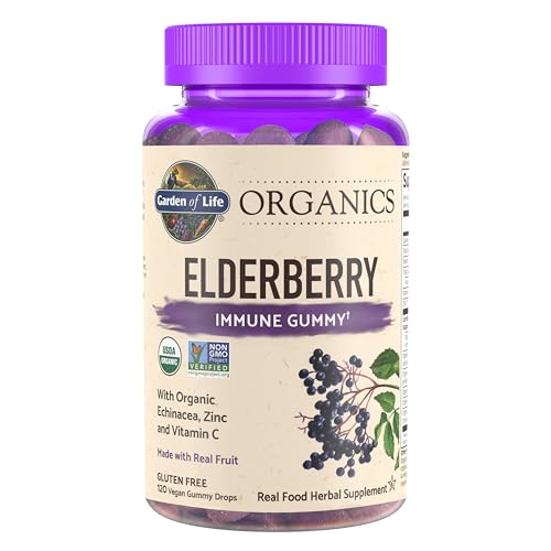 Gomitas Orgánicas de Elderberry Garden of Life para Adultos y Niños - Suplemento Inmunológico con Frutas Orgánicas, Echinacea, Zinc y Vitamina C, 120 - imagen 1