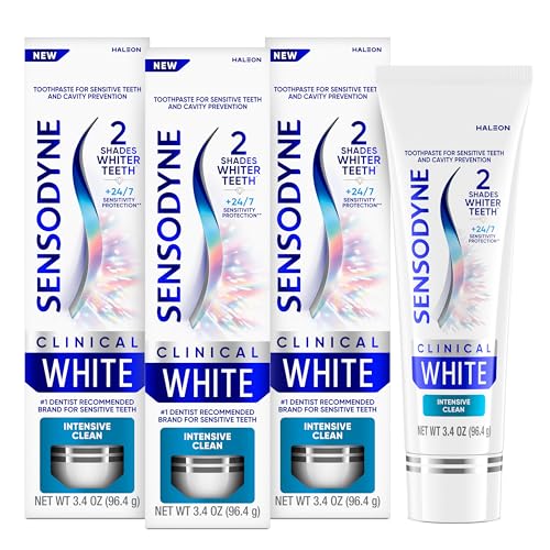 Pasta Dental Sensodyne Clinical White para Dientes Sensibles, Blanqueamiento Clínicamente Comprobado, Limpieza Intensiva, 3.4 oz (Paquete de 3) - imagen 6