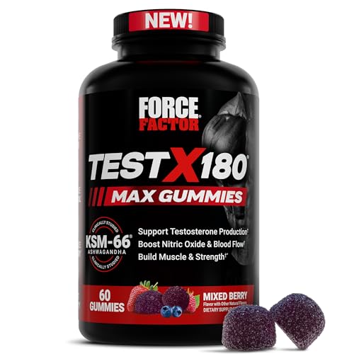Gomitas Force Factor Test X180 Max, Suplemento Aumentador de Testosterona para Hombres con KSM-66 Ashwagandha, Sabor Berry, 60 Gomitas - imagen 2