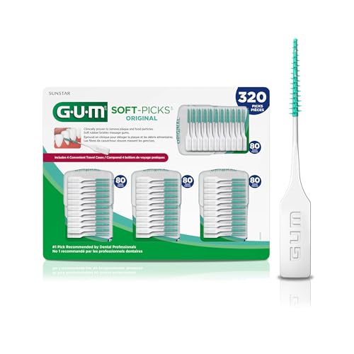 GUM Soft-Picks Original – Palillos Interdentales para Remover Placa y Cuidar Encías, Recomendados por Dentistas, 320 Piezas con Estuche Portátil - imagen 1