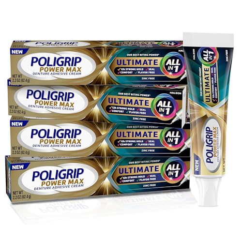 Crema Adhesiva para Dentaduras Poligrip Power Max Ultimate, Sin Zinc, 2.2 oz (Paquete de 4) - imagen 6