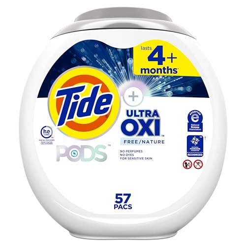 Tide PODS Ultra Oxi Detergente para Ropa Hipoalergénico, 57 Paquetes, Suave y Efectivo - imagen 1