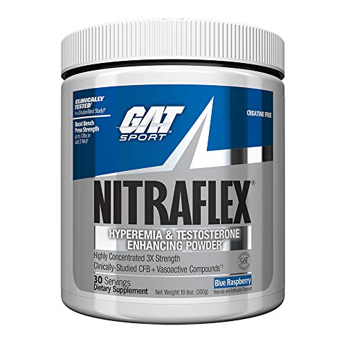 GAT SPORT Nitraflex Polvo Pre-Entrenamiento Avanzado, Aumenta Flujo Sanguíneo, Mejora Fuerza y Energía, Sabor Frambuesa Azul, 30 Porciones - imagen 2