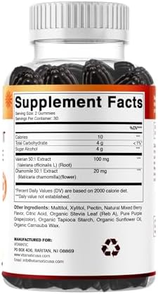 Gomitas de Raíz de Valeriana y Manzanilla Vitamatic – Extracto Botánico a Base de Plantas – Sabor Berry Mixto – Veganas, Sin OGM, Sin Gluten – - imagen 8