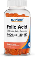 Gomitas Vegetarianas de Ácido Fólico Nutricost (120 gomitas, 1 mg por porción) - Suplemento para Hombres y Mujeres - imagen 1