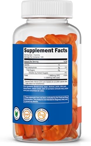 Gomitas Vegetarianas de Ácido Fólico Nutricost (120 gomitas, 1 mg por porción) - Suplemento para Hombres y Mujeres - imagen 5