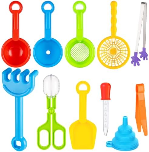 Set de 11 Piezas de Relleno para Caja Sensorial, Juguetes para Habilidades Motoras Finas con 5 Cucharas, Pinzas, Mini Pinzas de Silicón, Tijeras, - imagen 1