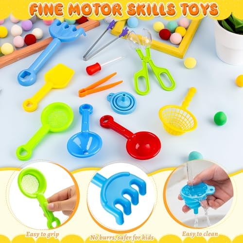 Set de 11 Piezas de Relleno para Caja Sensorial, Juguetes para Habilidades Motoras Finas con 5 Cucharas, Pinzas, Mini Pinzas de Silicón, Tijeras, - imagen 2