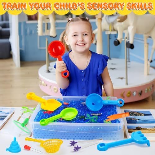 Set de 11 Piezas de Relleno para Caja Sensorial, Juguetes para Habilidades Motoras Finas con 5 Cucharas, Pinzas, Mini Pinzas de Silicón, Tijeras, - imagen 3
