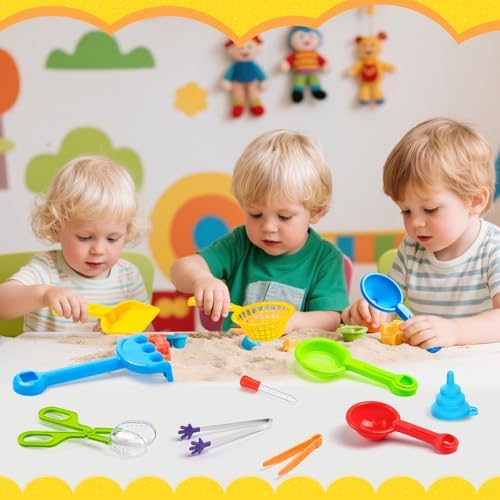 Set de 11 Piezas de Relleno para Caja Sensorial, Juguetes para Habilidades Motoras Finas con 5 Cucharas, Pinzas, Mini Pinzas de Silicón, Tijeras, - imagen 7