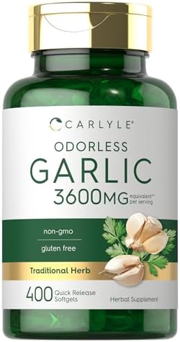 Suplemento de Ajo Sin Olor Carlyle | 400 Cápsulas Blandas | Extracto Herbal | Fórmula Sin OGM y Sin Gluten - imagen 1
