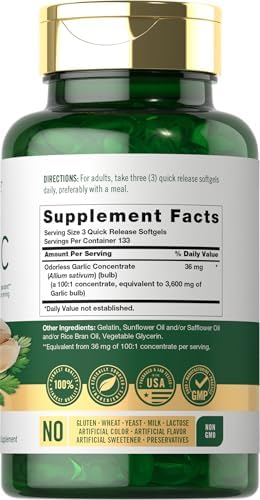 Suplemento de Ajo Sin Olor Carlyle | 400 Cápsulas Blandas | Extracto Herbal | Fórmula Sin OGM y Sin Gluten - imagen 2